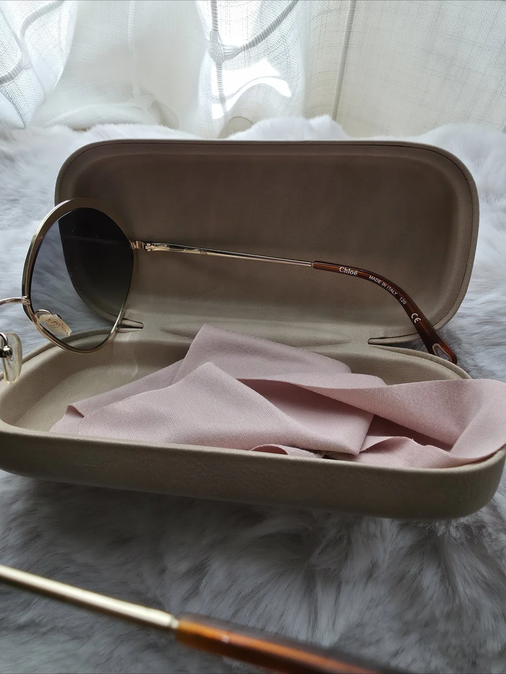 Chloe Gold-Tone Round Sunglasses with Black Lenses